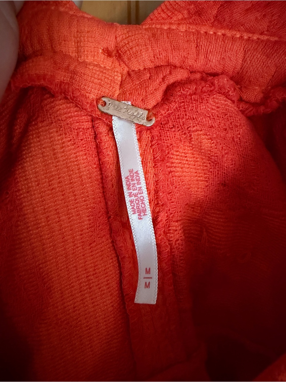 Free People About Town Mini Dress in Scarlet Orange w/Embroidery Bow Size Medium - Picture 9 of 11